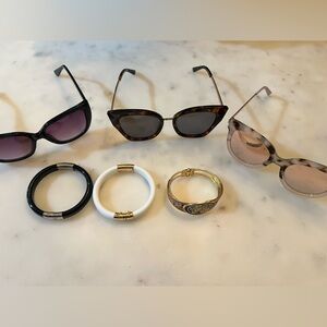 3 pairs of Sunglasses + 3 bracelets tortoise and black sunglasses included